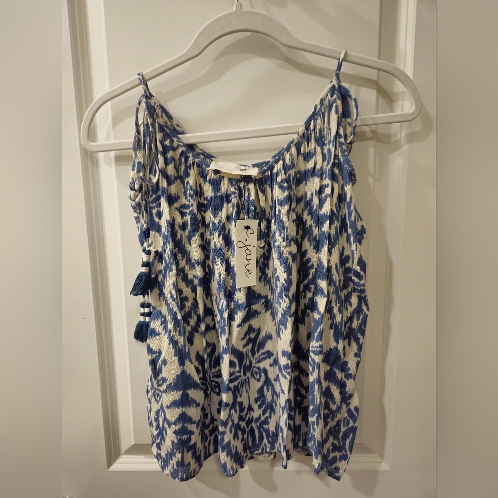 Anthropologie Love Sam boho tank blue size xs NWT